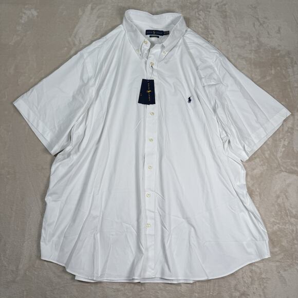 NWT Polo Ralph Lauren Performance White SS Button Dress Shirt Pony Mens Size 3XB - Picture 1 of 7